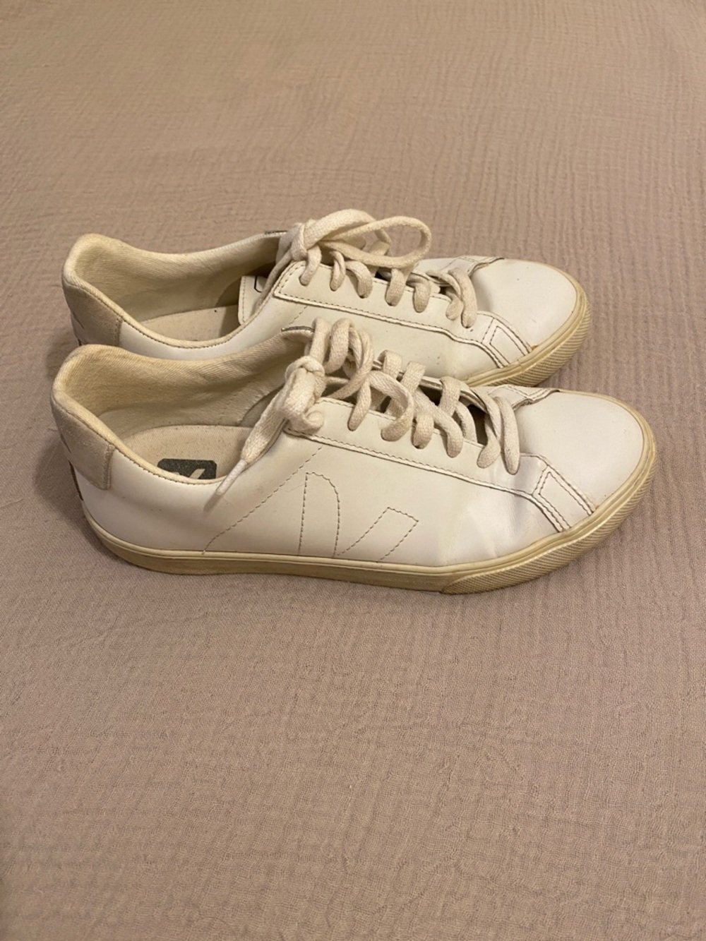 Veja White Leather Low-Top Sneakers